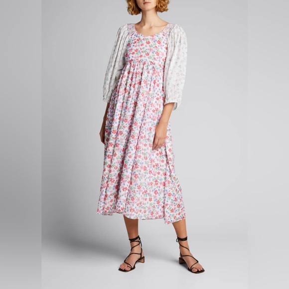 Loveshackfancy Analia Floral-Print Cotton Midi Dress - Picture 2 of 9